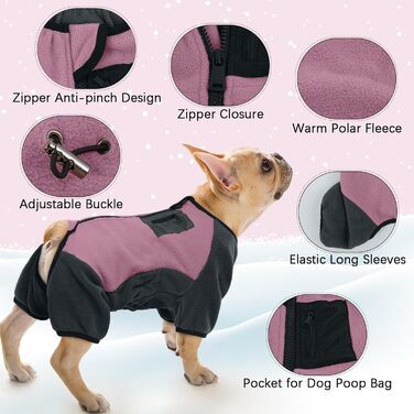 Флісовий теплий одяг для собак: куртка, светр з коміром-гетром, зимовий одяг для собак (Рожевий, M)