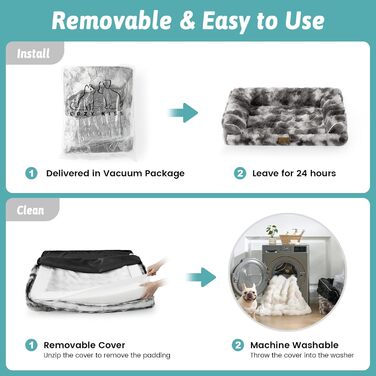 Ортопедичне ліжко для собак великих порід з штучного хутра, U-подібне, розмір L, водонепроникний чохол, м'яке, тепле, миється, антиковзаюче