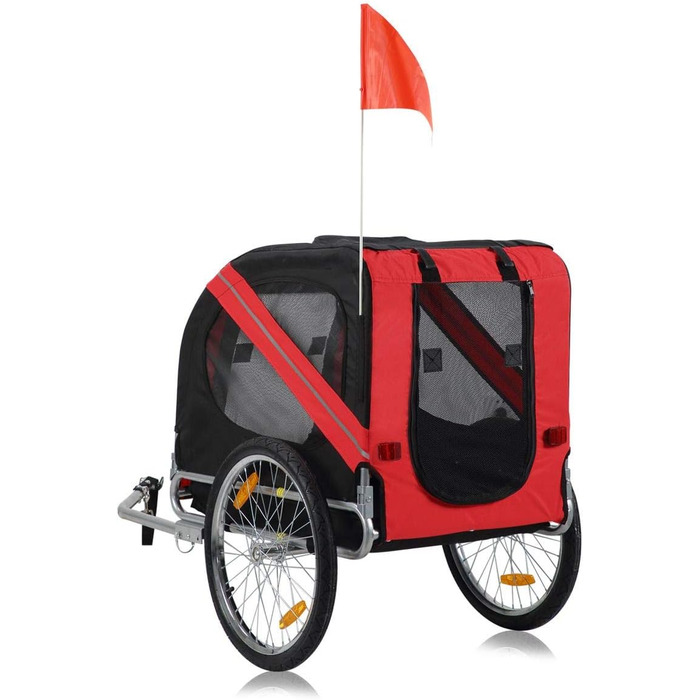 Фahrradanhänger Zoomundo для собак: червоний/чорний, срібна рама - Zoomundo
