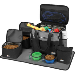 Сумка для собак TAIHOYIN: подорожі літаком, аксесуари для собак, 2 миски, килимок, сумка для ласощів, зелено-чорна