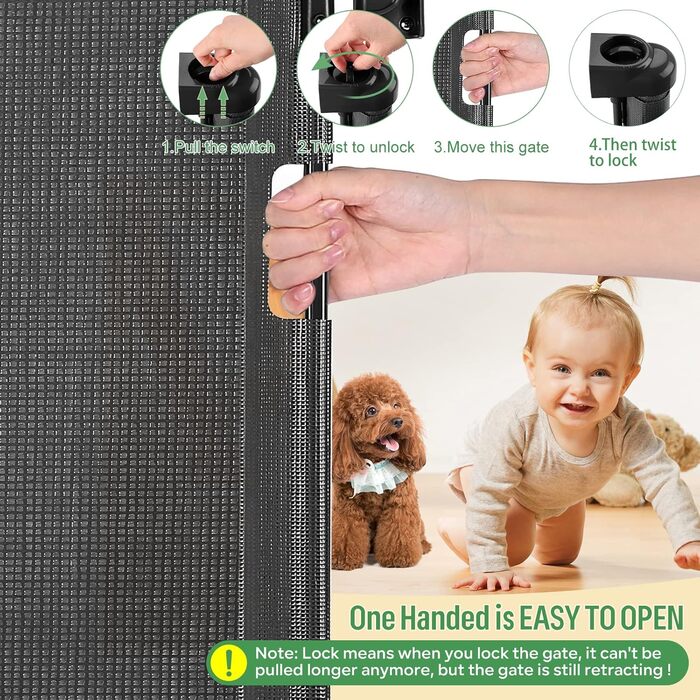 Захист для дверей MYPIN - висувна сітка, 0-140 см. Захист для собак, дітей. Чорний колір.