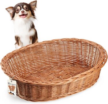 Лежанка для собак та котів KADAX з ротангу, натуральний колір, лежанка для собак, котячий кошик, лежак для тварин, лежанка для собак, місце для сну для собак, спокійний кошик (11x50x38cm)