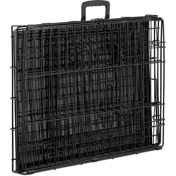 Клітка для собак Relaxdays, для дому та авто, HBT: 87 x 122 x 80 см, складана, з піддоном, 2 двері, ручка, сталь, чорна (розміри внутрішні: 46 x 62 x 51 см)