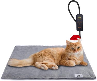 Електричний килимок для котів та собак Toozey, 45x40 см, регулювання часу та температури, безпечний, теплий, сірий