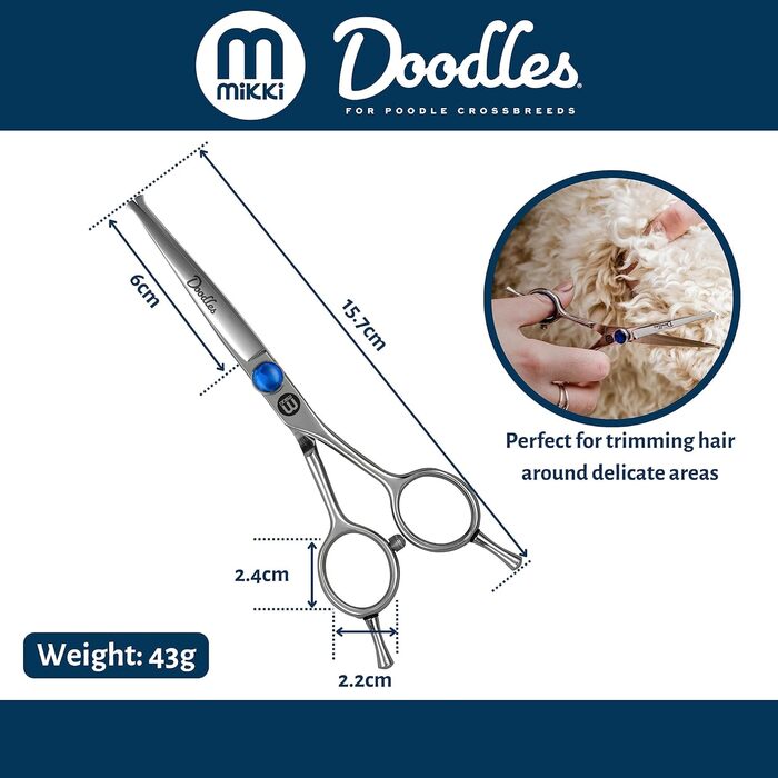 Ножиці для грумінгу собак Mikki Doodle: ножиці для собак та цуценят, 19 см, для обрізки та формування шерсті