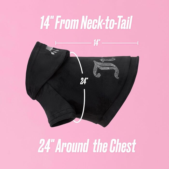 Світшот Juicy Couture Bling Velours для домашніх тварин – Рожевий – Розмір XS/S (0,9–3,2 kg) – для собак та котів, Розмір M/L (7-12 lbs.)