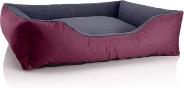 Ліжко для собак BedDog Teddy XL бордово-сіре, прямокутне, з бортиками, з кордури та мікрофібри, для дому та вулиці, чохол знімний, пране