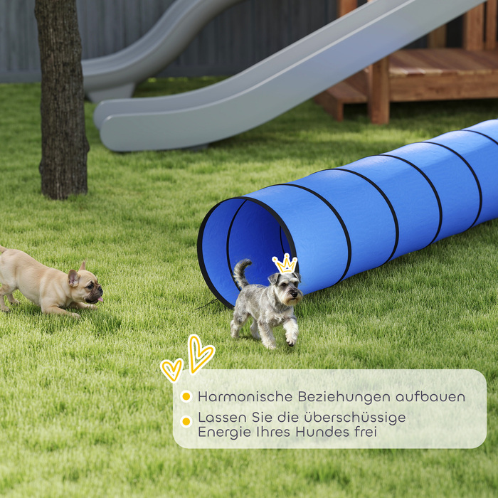 Тунель для собак Agility (300 x 50 см) з 4 анкерами для кріплення та сумкою для перенесення, ігровий тунель для малих та середніх порід, синій