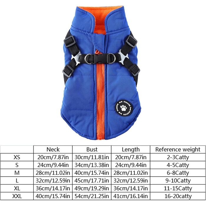 Зимовий теплий накид для собак, бавовняний костюм (XL), водонепроникний, вітронепроникний, двосторонній, теплий, комфортний