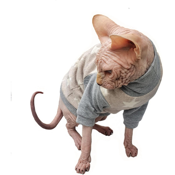 Пуловер для котів без шерсті Kotomoda зірки, теплий фліс, для Sphynx та інших голих порід (M)