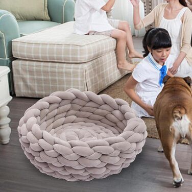 Ручне в'язане ліжко для котів та собак з бавовни, 40 см - тепле гніздо/кошик для домашніх тварин