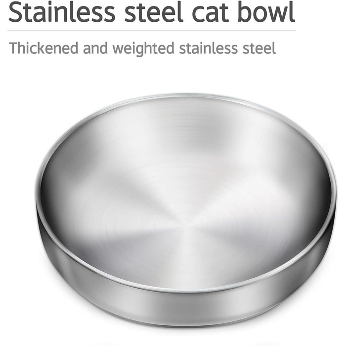 Миски для котів з нержавіючої сталі, широкі та плоскі (2 шт.)