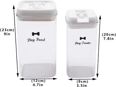 Набір контейнерів для корму для собак (2 шт.) – повітряний, BPA-free, прозорий, для ласощів та сухого корму