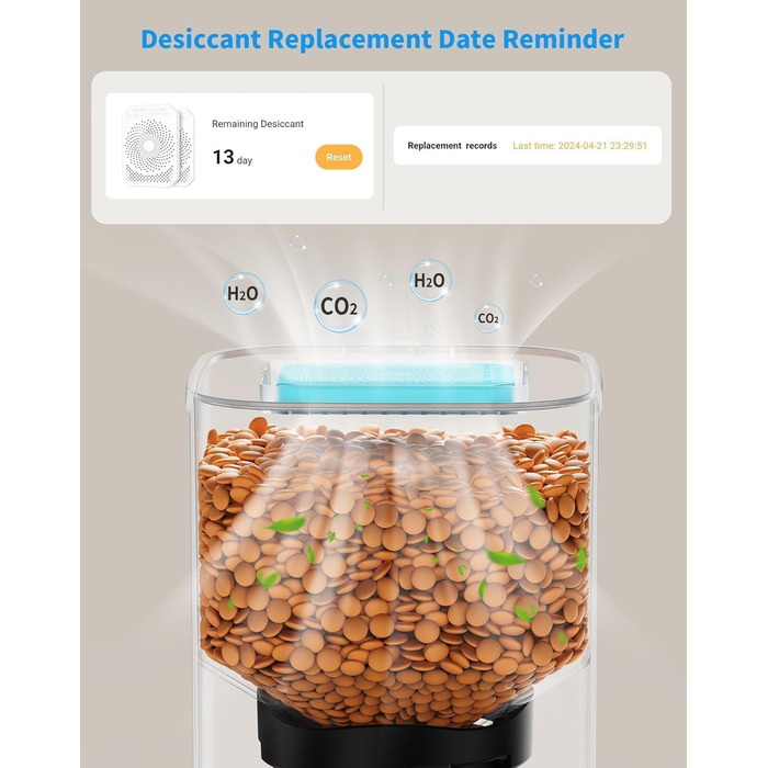 Автоматичний годівниця для котів HoneyGuaridan 2-в-1 з Wi-Fi, для сухого та вологого корму, з охолодженням та сухим мішечком, чорний