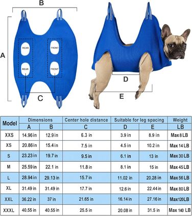 Ккіімат Гамак для догляду за тваринами 5-в-1, дихаючий, для малих та середніх тварин, помічник для купання, миття, догляду та стрижки нігтів (блакитний), Medium/до 16 кг