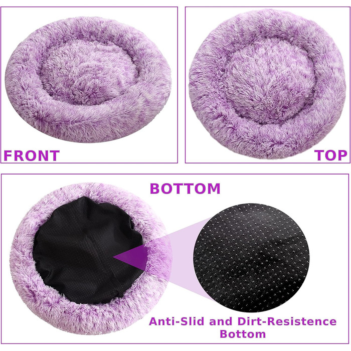 Крісло-гніздочко для собак XXL, кругле, знімний та пральний чохол, антистресове, штучне хутро, м'яке та затишне ліжко для домашніх тварин (100 см, фіолетовий)