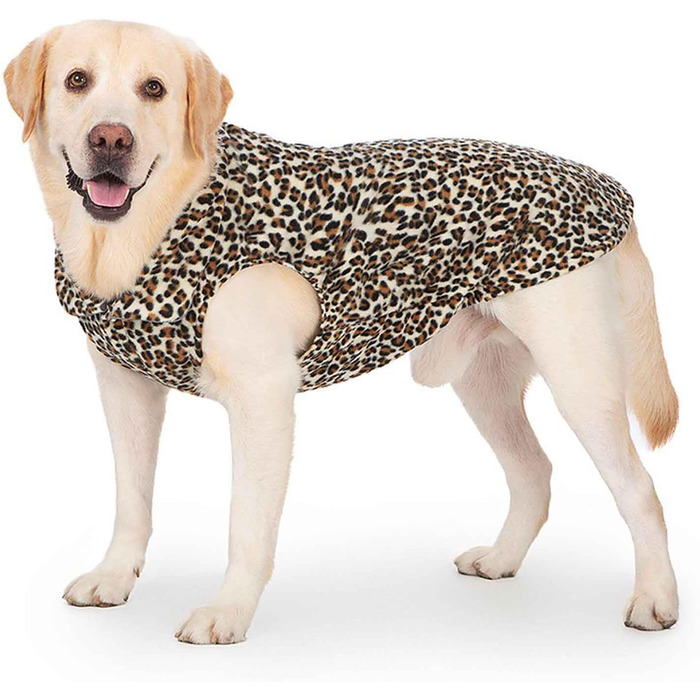 Тепла куртка для собак, регульована жилетка, вітронепроникна світловідбиваюча зимова жилетка, тепла жилетка для собак з отвором для шлейки, для маленьких, середніх та великих собак, леопардовий принт, розмір M