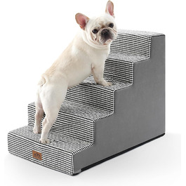 Сходинки для собак COZY KISS - пандус для тварин з нековзким покриттям. Підходять для маленьких собак та котів. Щільний пінопласт, для ліжка, дивана, авто (Чорний & Білий, 75x50x60cm, 5)