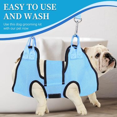 Гамак для грумінгу собак PatiencET з фіксатором, для догляду за дрібними собаками та кішками, з обрізачем нігтів та пилочкою, блакитний (Cerulean S)