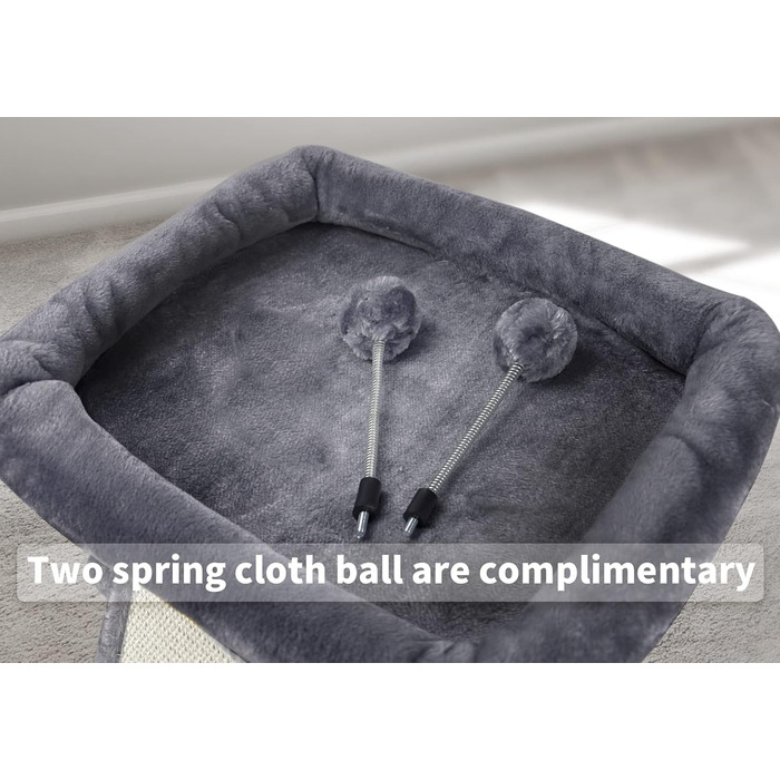 Кігтеточка TWDEPART для котів, активний комплекс, кімнатні меблі для котів з іграшками, сіра