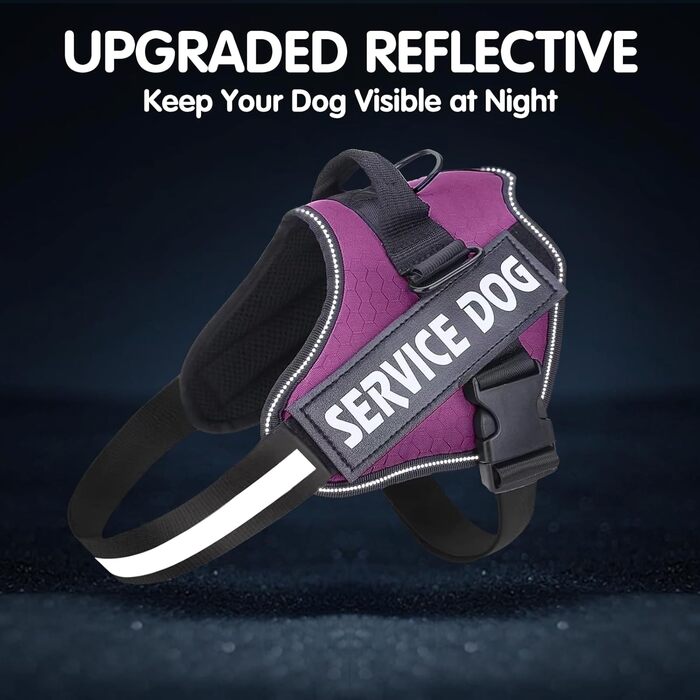 Шлейка для собак проти тяги, дихаюча, регульована, для прогулянок та тренувань, на груди, для вулиці, проста у використанні, для собак середніх, малих та великих порід (S, фіолетова)