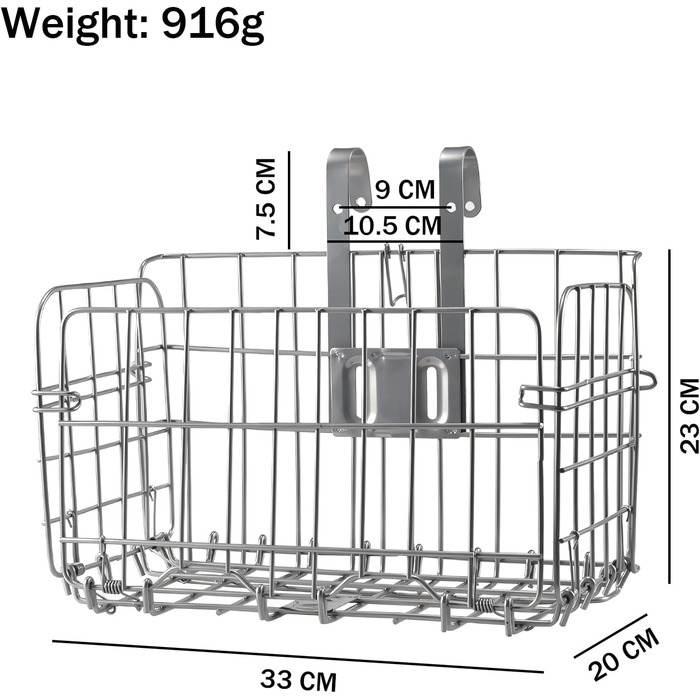 Складаний велосипедний кошик на кермо, сітчаста конструкція, знімний, передній/задній, нержавіючий, для студентів/альпіністів/кемпінгу (Срібний)