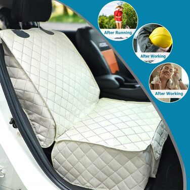 Чохол на автокрісло для тварин JNNJ, водонепроникний, підходить для всіх авто та SUV (бежево-білий)