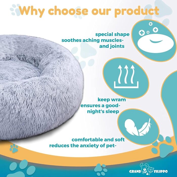 Кругле ліжко для собак та котів, 50 см, бежеве. М'яке, ручної роботи, миється. Ідеальне для дому.