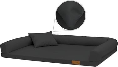 Ортопедичне ліжко для собак Juelle, великі породи, розмір L (120x90x20 см), графіт, знімний чохол, машинного прання