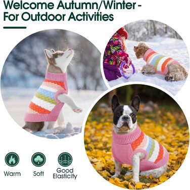 Теплий пуловер для собак Kuoser, рожевий, M - тепла флісова одіяг для собак маленьких та середніх порід на зиму