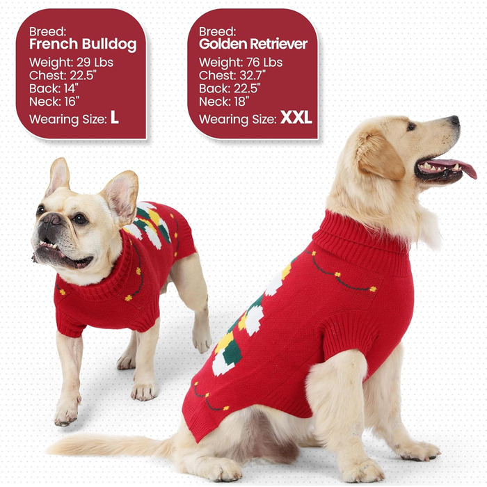 Теплий святковий пуловер для собак, котів, дрібних порід (Даксель, Пудель, Ши-тцу) - зелений (Medium, червоний)