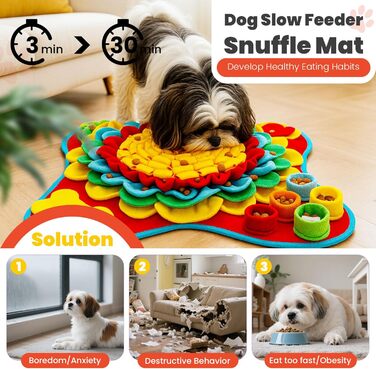 Набір килимків для собак: килимок для нюхання та килимок для ласощів. Інтерактивна іграшка-головоломка для цуценят, маленьких собак і котів. Розвиває когнітивні навички, стимулює розумову активність. Розміри: 38,1 x 38,1 см (килимок) + 20,3 x 20,3 см (кил