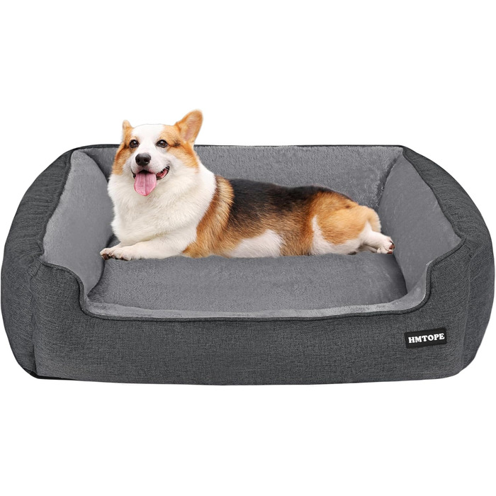 Ліжко для собак, диван-лежанка, подушка для тварин, корзинка для собак. Знімне та пральне, сірого кольору, розмір 90 x 75 x 25 см