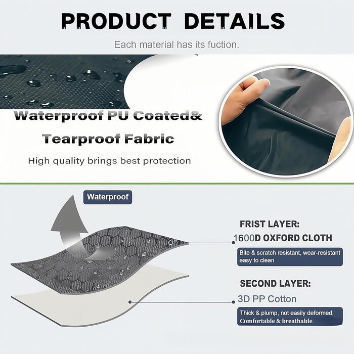 Водонепроникний килимок для собак, 90х60 см - портативне ліжко/матрац для маленьких, середніх та великих тварин. Підходить для подорожей, кемпінгу, авто, переноски та дому.