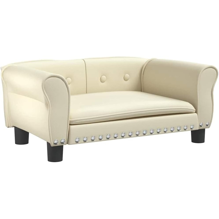 Диван для собак, м'яке ліжко для домашніх тварин, диванчик для собак, ліжко для цуценят, диван для домашніх тварин, будиночок для собак, для великих та середніх собак, сучасний та елегантний дизайн (70x45x30 см, кремовий)