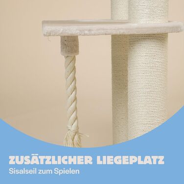 Дерево для великих котів RHRQuality Cat Paradise Plus з когтеточкою, люкс ложе, стовпи Ø15 см, кремове