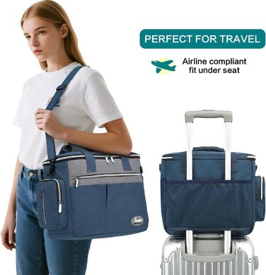 Тайхойін Сумка-переноска для собак, подорожі, комплект для догляду: 2 місткості для корму, 2 складані миски, килимок, кишеня для ласощів, зелено-блакитний