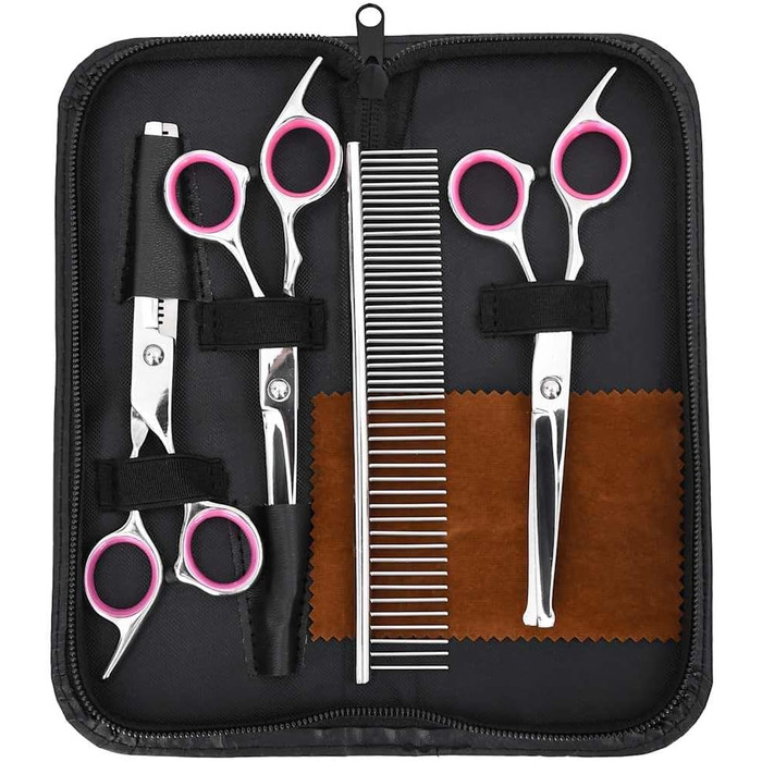 Набір професійних собачих ножиць 4 шт. з нержавіючої сталі, набір для грумінгу собак, ножиці для грумінгу, ножиці для тварин, догляд за собаками