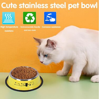 Набір мисок для котів Katzennäpfe: 4 шт. з нержавіючої сталі, протиковзкі, для води та корму, підходить для котів та цуценят
