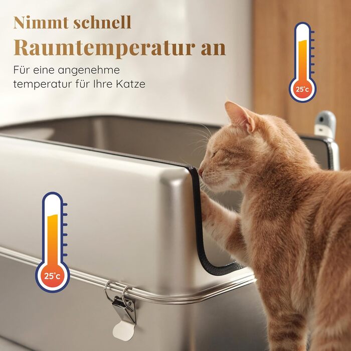 Набір для туалету кота з нержавіючої сталі XXL: легкий у чищенні, антибактеріальний, з високим бортиком, об'єм 38л, антивитікання та антипригарне покриття, з лопаткою та килимком