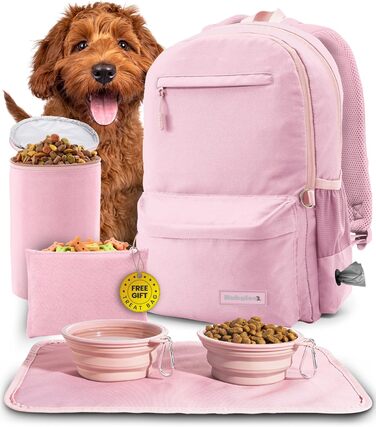 Rubyloo Оригінальний рюкзак для собак Doggy Bag – рюкзак для собак з відділенням для ноутбука, 2 BPA-вільні миски, контейнер для корму, серветка, кишеня для ласощів – сумка-рюкзак для собак та їх власників