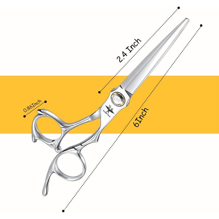 Професійна перукарська ножиця PURPLEBIRD 6 дюймів для стрижки та филирування, з японської сталі 440C, для жінок та чоловіків