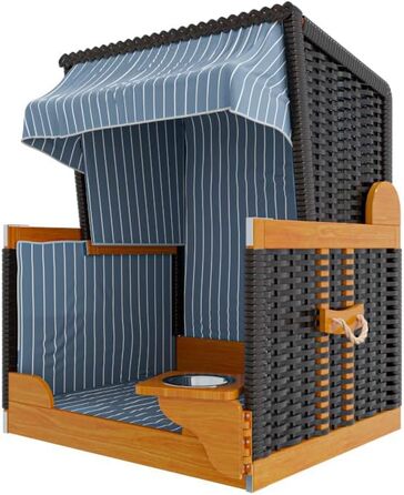 Клітка-лежанка для собак Outgarden з дерева, з водою/мискою та захисним чохлом | Чорна з блакитно-білим | Для маленьких собак