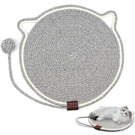 Килимок для котів KUIRUNRX® з сизалю, з іграшкою, захист меблів, натуральний килимок для дряпання, сизалевий килимок для котів, килимок-лежанка, бавовняне та льоноподібне мотузкове покриття