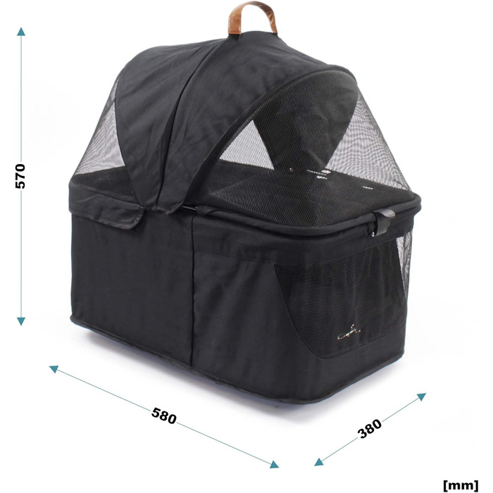 Візок для собак Fudajo 2в1, чорний, складна конструкція, з сумкою для тварин, до 20 кг, для собак та котів