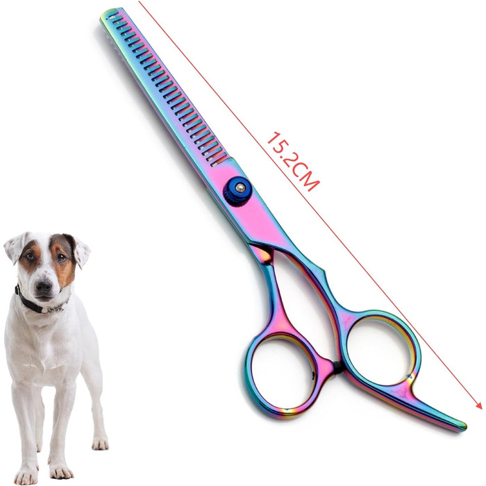 Професійна 5-в-1 фен-щітка для собак, з нержавіючої сталі, з безпечними закругленими кінцями, пряма та філірувальна/вигнута ножиці, плоска ножиця/ножиці для зубів, гребінець