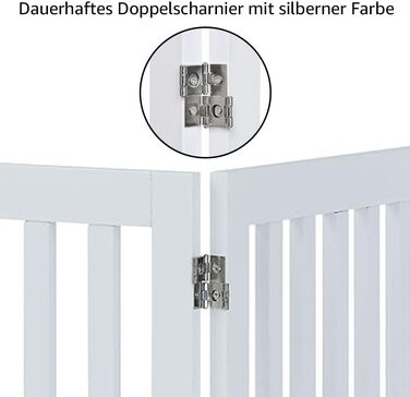 Захисний бар'єр для собак Unipaws, без свердління, дерев'яний, розкладний, для захисту сходів, воріт, каміну (3 елементи, 91 см), білий 153 x 91 см