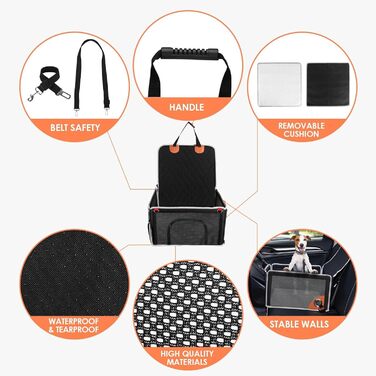 Автокрісло для собак - комфортне та дихаюче, для маленьких та середніх порід. Зручне, складне автокрісло для собак для заднього та переднього сидіння.