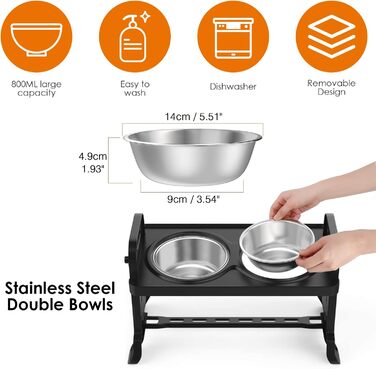 Підвищена годівниця для собак Felenny, регульована висота, 4 рівні, без розливання, повільний диспенсер води для собак та котів