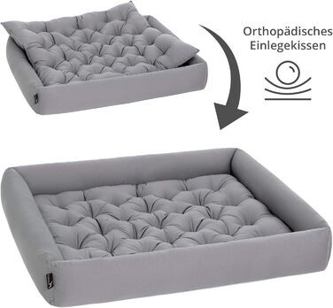 Ортопедичне ліжко для собак середніх порід - Pointer, знімний матрац, миється до 95°C, стійке до подряпин та укусів, Made in Germany (XXXL, 110x100 см, світло-сірий)